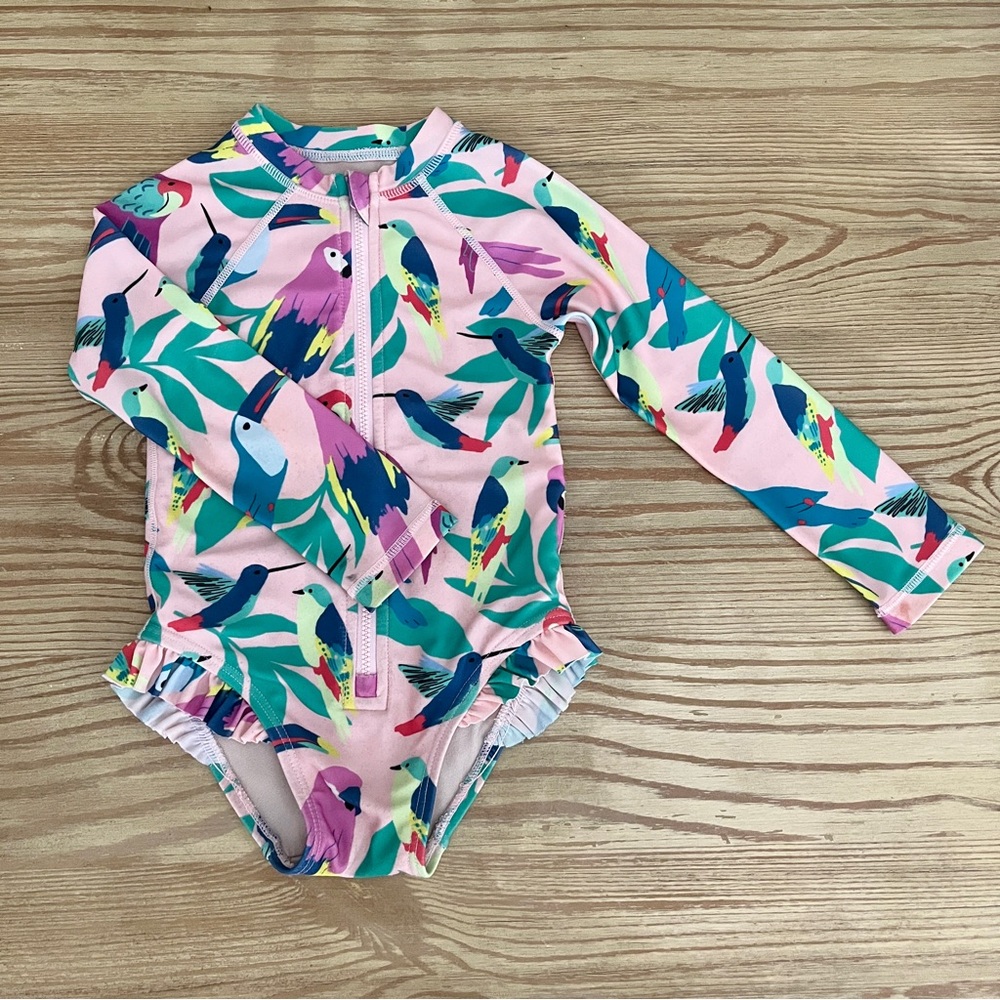 Tea Collection Long Sleeve Rashguard One Piece, Birds